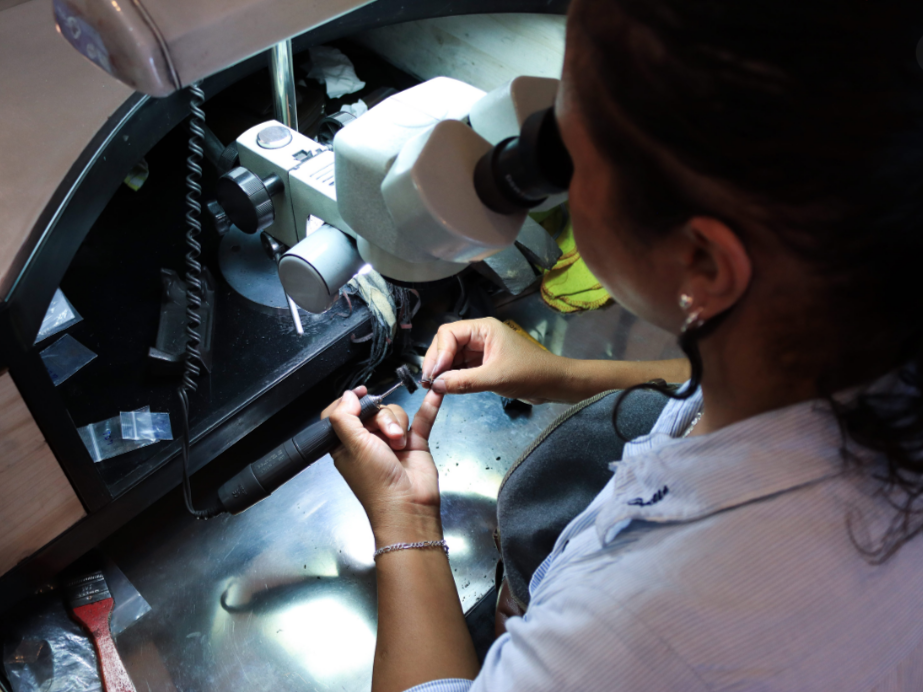 Ring prototypes and wax models in the workshop tray
